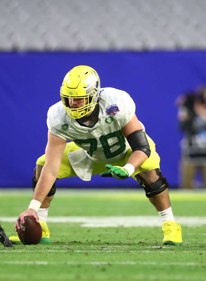 Alex Forsyth prepares to snap the ball against Iowa State in the 2021 Playstation Fiesta Bowl in Glendale, Arizona on January 2, 2021.